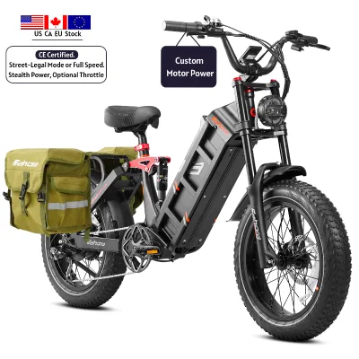 Electric Cargo Bike CustomMotor Power 250W Motor 52V 60Ah Battery Family E-Bike With Child Seat Grocery Storage Rack