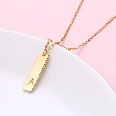 Factory Price Fashion Letter a Square Pendant Necklace for Girls