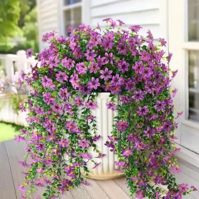 Wholesale Fall Artificial Trailing Violet Bouquet Outdoor Garden Decor Hanging Silk Flowers Artificial Flower Hanging OEM