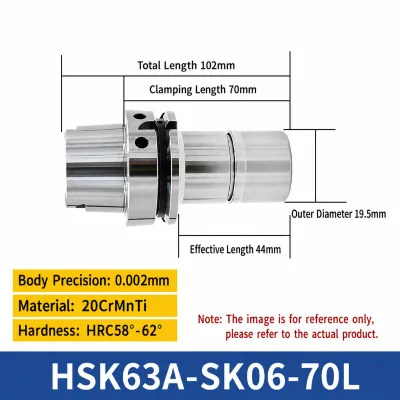 HSK63A-100A-SK High Speed Tool Holder 20CrMnTi 0.002mm Runout G2.5 Balanced 30000RPM CNC Collet Chuck