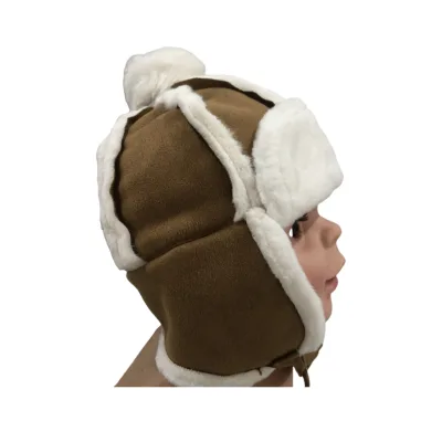 Fur Baby Hat Plush Lining Winter Hat With Earflap Skiing Windproof Baby Bonnet Infant Beanie Cap for Girls Boys Kids