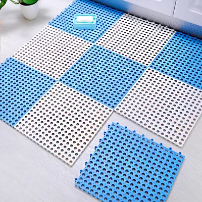 PVC Splicing Floor Mat Swimming Pool Hotel Bathroom Shower Room Mat Hollow square Bathroom Non slip Mat
