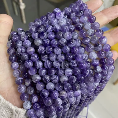 Wholesale Natural Gemstone Round Stone Loose Beads 4/6/8/10/12/14/16mm Chevon Amethyst