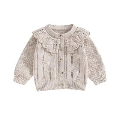 Crew Neck Baby Sweater Spring Casual Solid Color Cotton Knit Thick Eco-Friendly Unisex Infant & Toddler Sweater