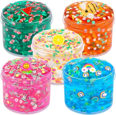 Hot Selling Unisex 5-Pack DIY Crystal Glimmer Slime Kit Crunchy Clear Glitter Slime Party Favor Gifts for Kids Birthday