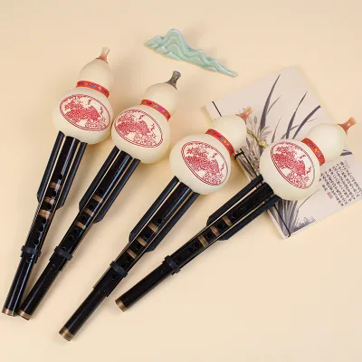 Wholesale low-end beginner hulusi musical instruments with plastic tubes and natural gourds as the bodies