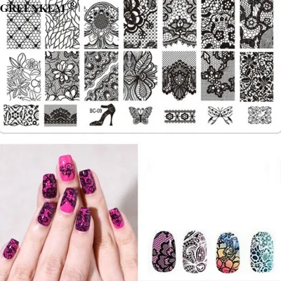 New 18 Styles Lace Nail Art Printing Steel Plate Rectangular Nail Stamp Printing Plate Nail Stamper Printing Plate