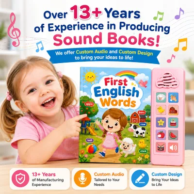 Interactive Musical First English Words Touch Sensor Control Sound Book Educational Audio Picture Board Books for Kids Learning