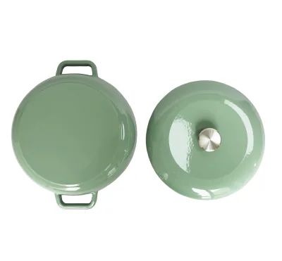 NonToxic Cream White Interior Enamel Cast Iron Cooking Enamel Braiser Pan with Knob Lid Compatible Induction Gas Electric Stove