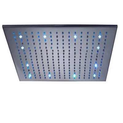 16-Inch Brass LED 3-Color Changing Bathroom Faucet Accessory Rainfall Showerhead for Bathrooms