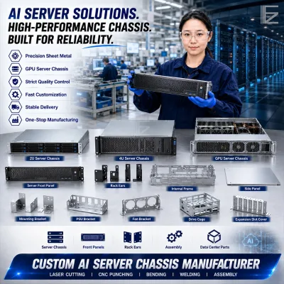 AI Server Solutions High Performance Chassis Custom Sheet Metal Fabrication Stamping Bending Laser Cutting Metal Parts