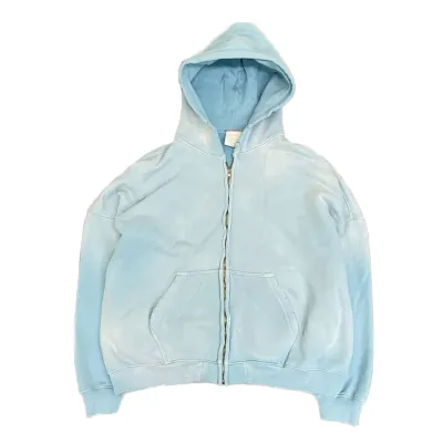 Manufactures Custom Logo Oversized Boxy Vintage Acid Washed Sun Faded Distressed Zip up French Terry 450gsm for Men Hoodies