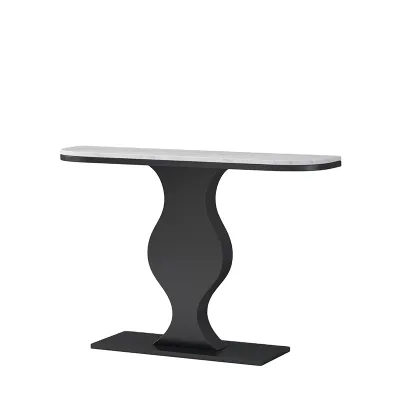 High-end Luxury Modern Metal Entrance Console Table with Storage Rack Semi-round Design for Villa & Hotel