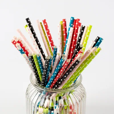 Degradable Natural 197*6mm Drinking Straw Wrap Paper Colorful Paper Straw
