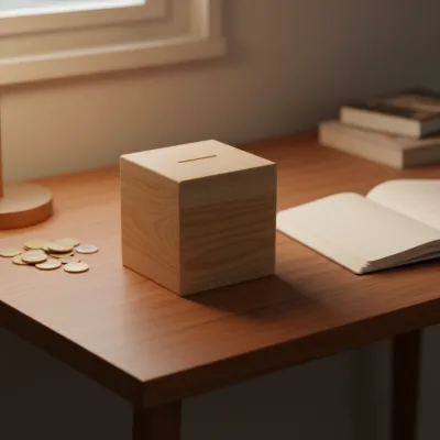 Unfinished Wooden Piggy Bank Blank Square Cube Coin Bank DIY Box