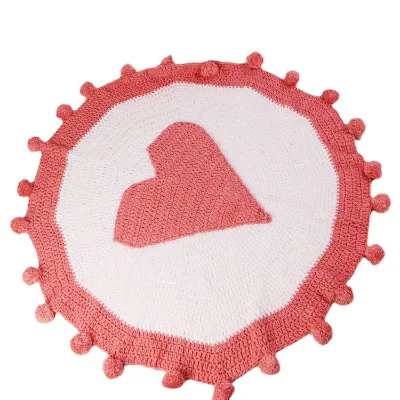 Y-Z Nordic Home Decoration Handmade Woven Washable Floral Crochet Pink Love Blanket for Baby Kids Living Room Design
