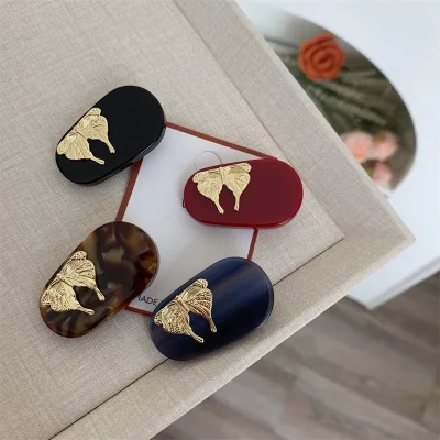DOWELL Customized High Quality Small Thick Acetate Metal Butterfly Hair Clip Side Bangs Styling Accessory with Temperament