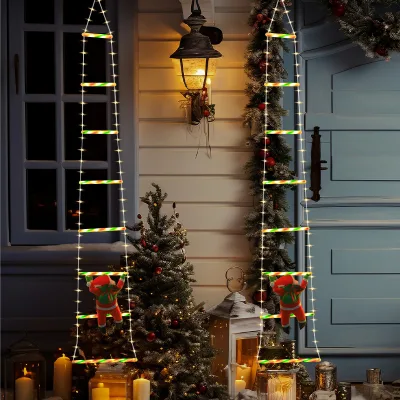 Cross-border Santa Claus LED Ladder Light String IP55 Rated Dimmable Outdoor Christmas Holiday Decor with 36V Safety