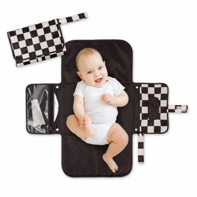 Portable Foldable Waterproof Diaper Changing Pad Smart Wipes Pocket & Storage for Travel or Home Use