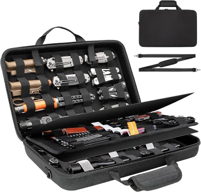 Durable Knife Display Case Knife Case for 61+ Pocket Knives Hard Knife Collection Case with Portable Shoulder Strap (Box Only)