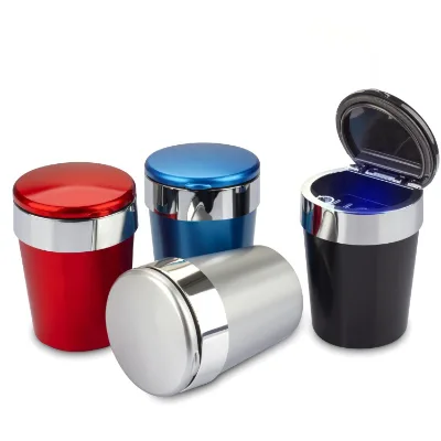 New Arrival Portable Plastic Round Ashtray Wholesale Custom High Quality Durable LED Light Car Ashtray