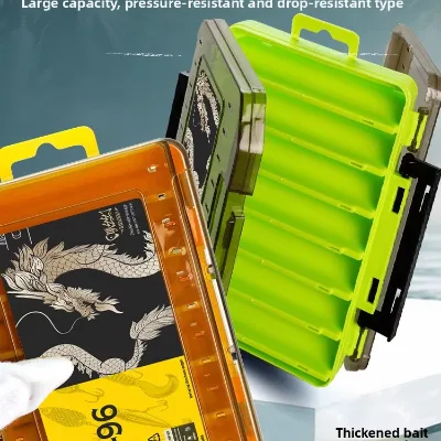 Double-Sided Double-Layer Thickened PVC Lure Box with Multiple Compartments for Saltwater Fishing Hard-Bait Storage