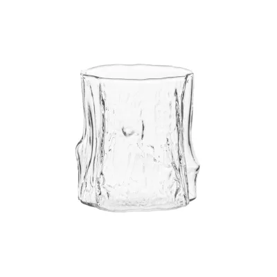 Irregular Tree Bark Textured Glass Tumbler High Borosilicate Wavy Rim Coffee Glass Cup for Latte Espresso Milk Tea