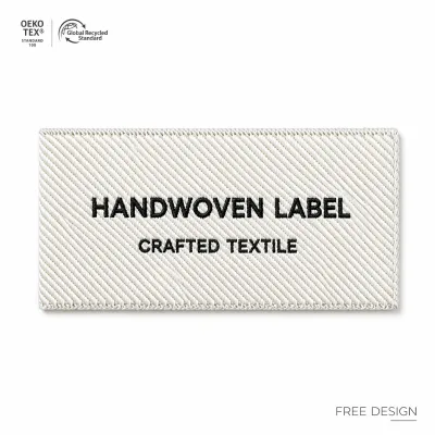 Manufacturer Custom Woven Square Clothing Labels Silk Screen Soft Care Apparel Brand Tags Polyester Damask Woven Labels Roll