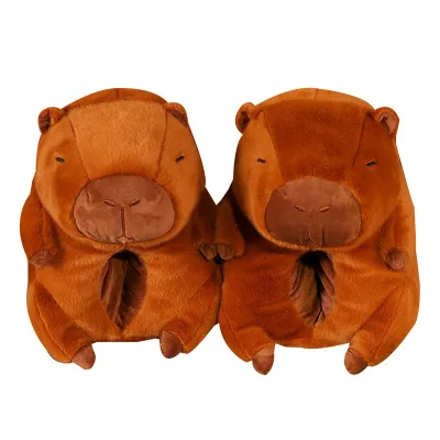 Winter Warm Cartoon Indoor Plush Capybara Shoes Soft Simulation Stuffed Animal Capybara Slippers