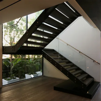 Thickened Durable Double Steel Stringers for Indoor Household Stair Load Bearing (Steel-Wood Construction)