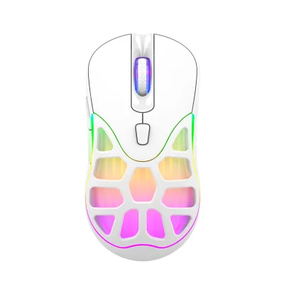 24G Wireless for Dual-mode Rechargeable Ergonomic 6-button Gaming Mouse Hollowed-out Design Colorful Backlighting 6 DPI