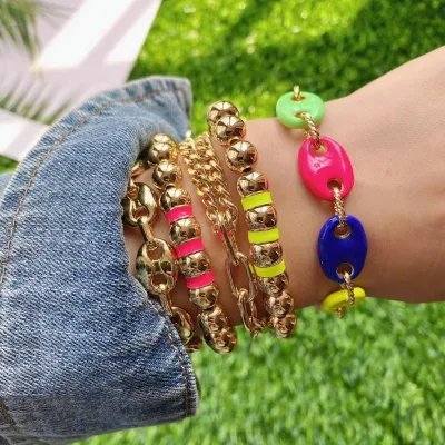 Enamel Plated Multicolor Brass Spacer Beads Jewelry Connector for Bracelet Making High Quality Findings & Components