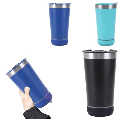 20oz Bluetooth Speaker Travel Mug High Quality 304 Stainless Steel Insulated Coffee Beer Cup for Car Office Outdoor Custom Logo