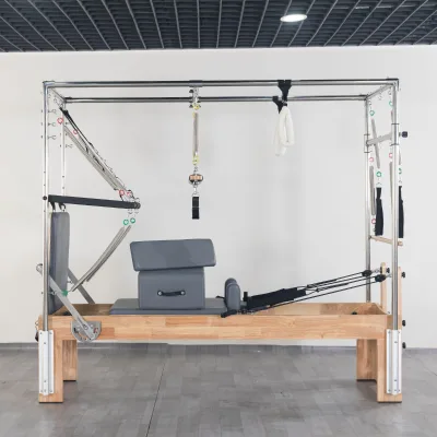 Oak Wood Pilates Cadillac Trapeze Table Heavy Duty Solid Frame Complete Hanging Training Attachments High Frequency Commercial