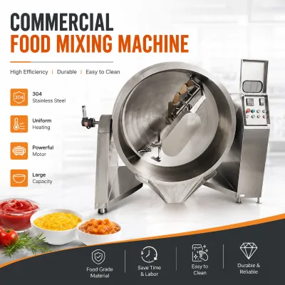 Tilting Discharge Design Cooking Equipment Anti-stick Scraper Mixing Pot Steam Jacketed Cooking Mixer for Candy Fruit Puree