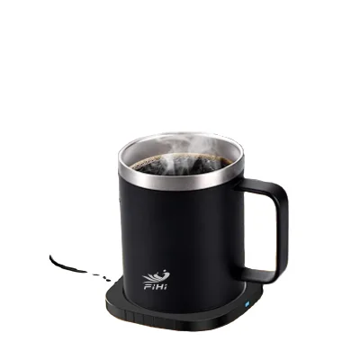 Heated Mug with Double Stainless Steel Smart Heated Coffee Mug Warmer Set Beverage Mug Warmer for Desk Home Office