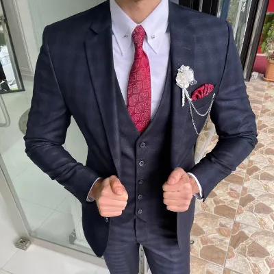 Made to Measure Three Pieces Mtm Custom Made Blending Business Casual Tailored Notch Lapel Suit for Men