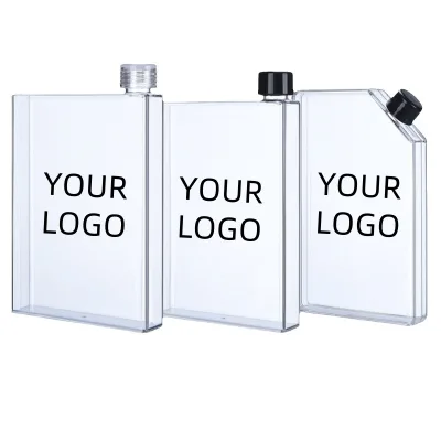 500ML 17OZ Transparent Flat A5 Water Cup Gift Creative Paper Shape Cup Personalized Portable Plastic Flat Slimr Wate Bottlet