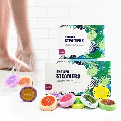 Organic Hot Colorful Lemongrass Shower Bomb Gift Set Oil Vegan Aromatherapy Organic Bath Shower Steamers Tablets