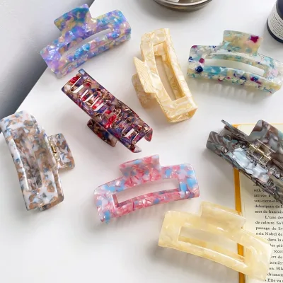 Acetate hair claw Custom Logo Cellulose Acetate Hair Clips Jumbo Large Rectangular hair claw Matte Tortoiseshell Cellulose