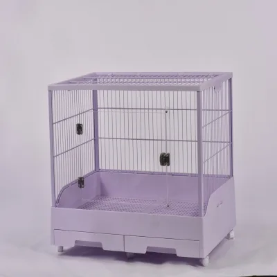 Pull-out Drawer Anti-Spray Urine Rabbit Chinchilla Ferret Bird Cage White Iron Rectangle Stable Durable Easy Assembly for Birds
