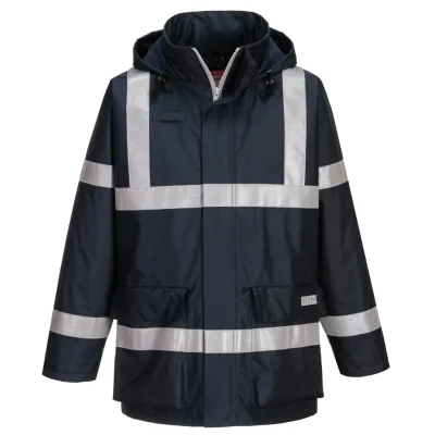 PORTWEST S785 BIZFLAME RAIN Flame Retardant Anti-static Waterproof Jacket Navy Blue Made in Shanghai Custom Logo Option