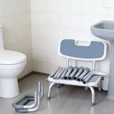 Multi-Functional Aluminum Shower Chair, Adjustable Height for Various Users