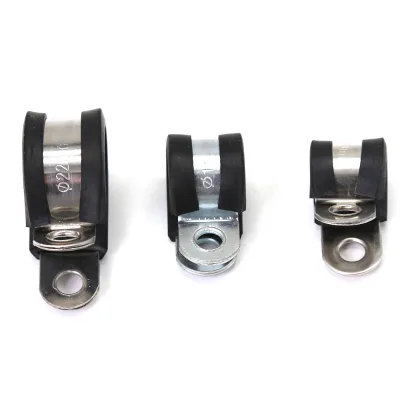 Loop Rubber Lined Fastener Insulated Stainless Steel P Clamp Pipe Cable Clip Hose Clamp