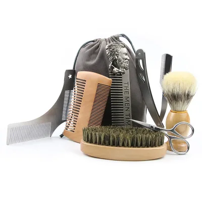 Wooden Foldable Comb Barber Kit Comb Beard Brush and Comb Set