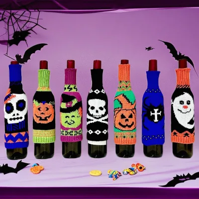 Fashion Halloween Knitted Wine Bottle Protector Wine Bottle Sweater Knitted Red Wine Lid
