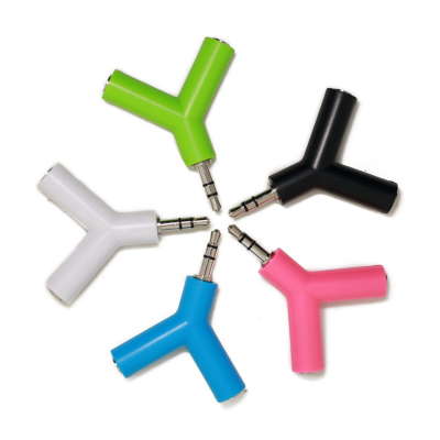2 in 1 Wholesale Earphone Headphone Splitter Y Shape Wired Earphone Audio Splitter for Couples