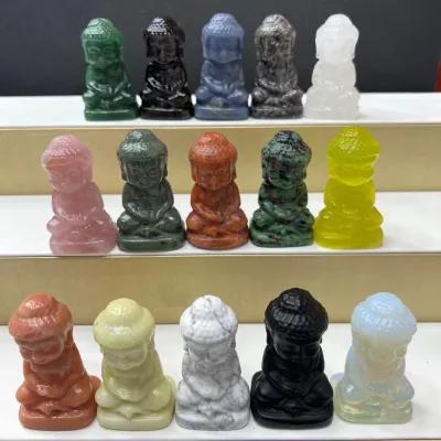 6cm Gemstones Healing Crystal Stone  Carvings Crystal Buddha Unique Gifts