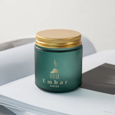 Custom Wholesale Clear Amber Green Hot Stamping Silk Screen 4oz Straight Sided Mini Glass Jars Bakhoor Jars with Metal Screw Cap