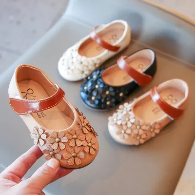 Wholesale Girls' Shoes Children's Soft Bottom Non-slip Kids Princess Shoes Fashion 3D Flower Baby Shoes